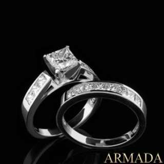 60CT PRINCESS CUT DIAMOND ENGAGEMENT WEDDING RING SET  