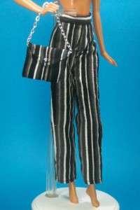 KM Black Corduroy Pants Purse Barbie Model Silkstone  