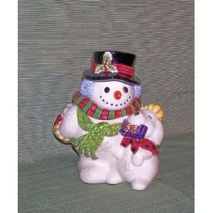    1995 Fitz & Floyd Holiday Snowmen Cookie Jar 