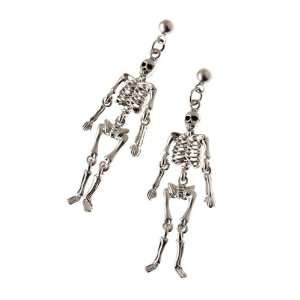   Costume Jewelry Skeleton Dangle Charm Earrings Silver Jewelry