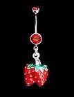 DOUBLE JUICY STRAWBERRY STRAWBERRIES Navel Belly Button Ring BODY 