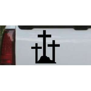Three Crosses Christian Car Window Wall Laptop Decal Sticker    Black 