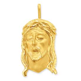 Large Mens 14k Gold Christ Head Face Jesus Pendant 21g medal Charm 