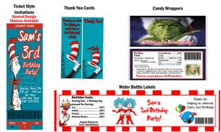 Dr Seuss Grinch Birthday Party Ticket Invitations Candy  
