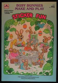 BUSY BUNNIES MAKE AND PLAY STICKER BOOK 1983   UNUSED  