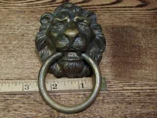 Old Antique Lion Head Drawer Drop Ring Pull solid Brass nice from 