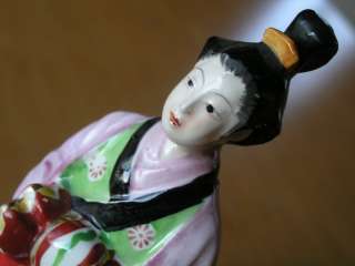   Japanese Porcelain Geisha Woman Figurine Statue 10 Color Drum Fan