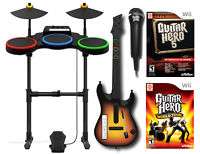 Nintendo Wii Guitar Hero 5 BAND SET w/Drums+Mic+2 GAMES kit bundle 