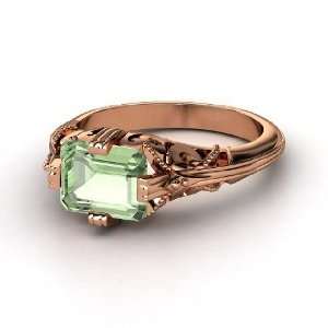    Acadia Ring, Emerald Cut Green Amethyst 14K Rose Gold Ring Jewelry