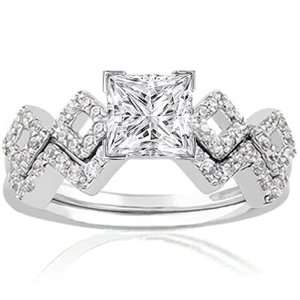   Cut Petite Diamond Engagement Wedding Rings Set 14K GOLD SI1 GIA