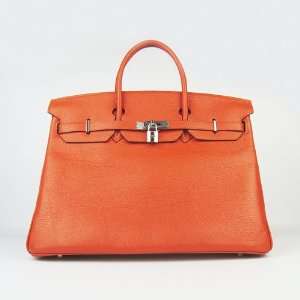 Designer Inspired 40cm Elegant Classic Orange Genuine Leather Birkin 