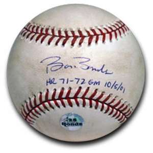 Barry Bonds Autographed Game Used Baseball with Inscription