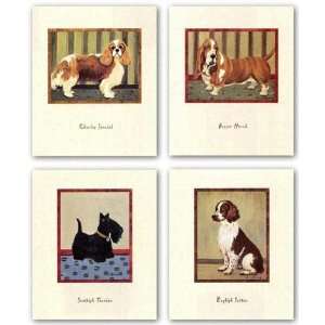 English Setter Scottish Terrier Charles Spaniel Basset Hound Set by 