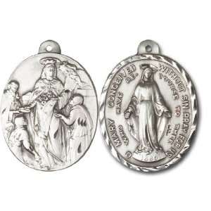 St. Elizabeth & Immaculate Conception Medal, Sterling Silver Pendant 