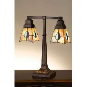  19.5H Mackintosh Leaf 2 Light Desk Lamp