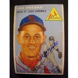  Joe Presko St. Louis Cardinals #135 1954 Topps Autographed 