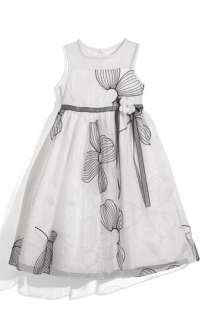   Illusion Bodice Embroidered Flower Dress (Little Girls)  