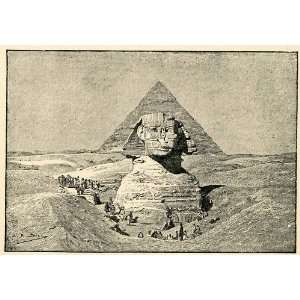  1903 Print Boudier Sphinx Pyramid Khafre Excavation Emil 