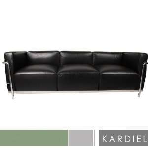 Le Corbusier Style LC3 Sofa 3 Seat, Black Aniline Leather