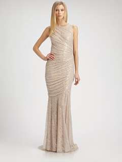 Carmen Marc Valvo   Sequined Lace Gown    