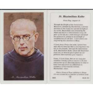 Saint Maximilian Kolbe Holy Card Patron of Drug Addicts, Addictions 