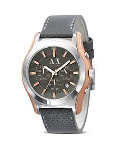 Armani Exchange Rose Gold Plated Round Dial Watch, 45 mm