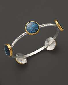 Gurhan Silver and 24K Gold Surf Bangle with Paua Shells