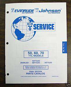 1995 Johnson Evinrude Parts Catalog 50 60 70 TTL Models  