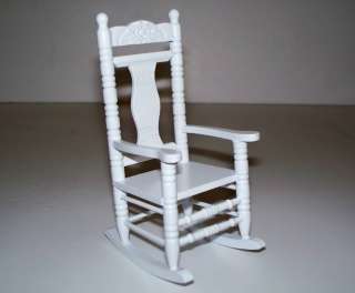 Dolls house miniature furniture white rocking chair  