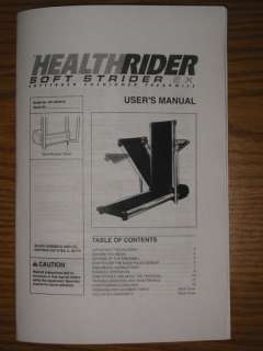 HealthRider Soft Strider EX User & Illstrd Parts Manual  