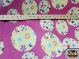 FLEECE CIRCLE FLOWERS PINK BACKGROUND FABRIC / BY THE YARD  