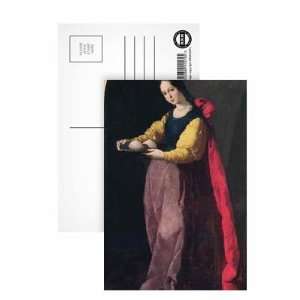 St. Agatha (oil on canvas) by Francisco de Zurbaran   Postcard (Pack 
