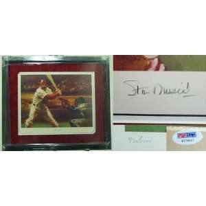 Stan Musial Signed Framed 18x22 Cardinals Art PSA COA   Autographed 