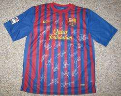 2011 12 FC Barcelona team signed jersey shirt Leo Messi + David Villa 