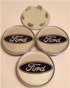 x4 Ford Alloy Wheel Center Badge Caps Fiesta Focus Mondeo 60mm Silver 