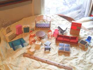 BIG LOT Tomy Fisher Price Dollhouse Furniture 60s 70s Retro Little 