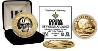 Saints Drew Brees 24KT Gold Commemorative Coin w/ Photo  