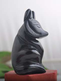 Obsidian Carving Fox Gemstone Crystal Figurine 3  