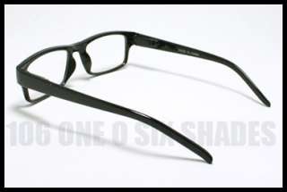 CLEAR LENS Plastic Frame Optical Eyeglasses BLACK with Spring Hinge