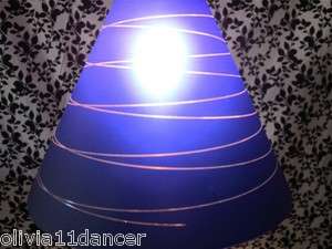 Blue glass Pendant replacement neckless lamp fixture shade italy cone 