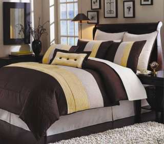 8pc King Size grand park comforter set Gold & Chocolate  