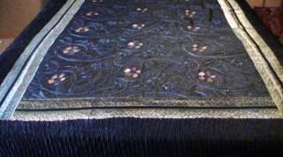 PC Shimmering Sari Silk Bedding Bedspread India Black Gold  