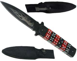 Fancy Steel Boot Knife 10.5in Dice Combat Black Knives  
