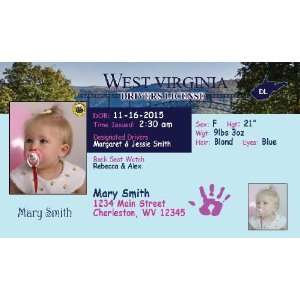 Personalized Baby Drivers License (set of 20) Birth Announcement West 