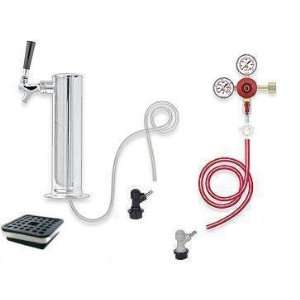  1 Tap Chrome Tower Home Brew Kegerator Kit with Tray (Low 