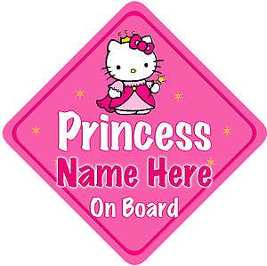Hello Kitty Princess Child Baby on Board Car sign pink  