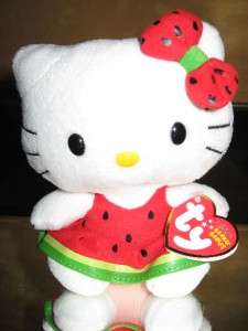 Sanrio Ty *HELLO KITTY STRAWBERRY* 2010 Bean Plush Doll NWT *Rare 