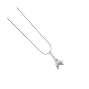   Eiffel Tower Silver Plated Snake Chain Charm Necklace [Jewelry