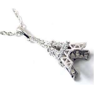   Crystal Eiffel Tower Paris France Theme Pendant and Necklace Jewelry