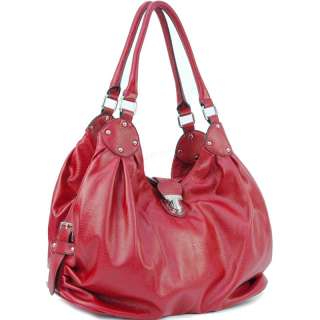 Soft zip top magnet flap hobo bag handbag red  
